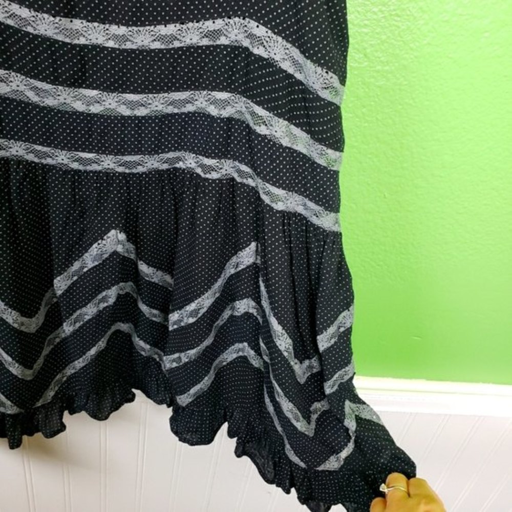 Free People Intimately Black Gray Poka Dot Sleeveless Tappered Shirt Sz Small - Picture 11 of 11